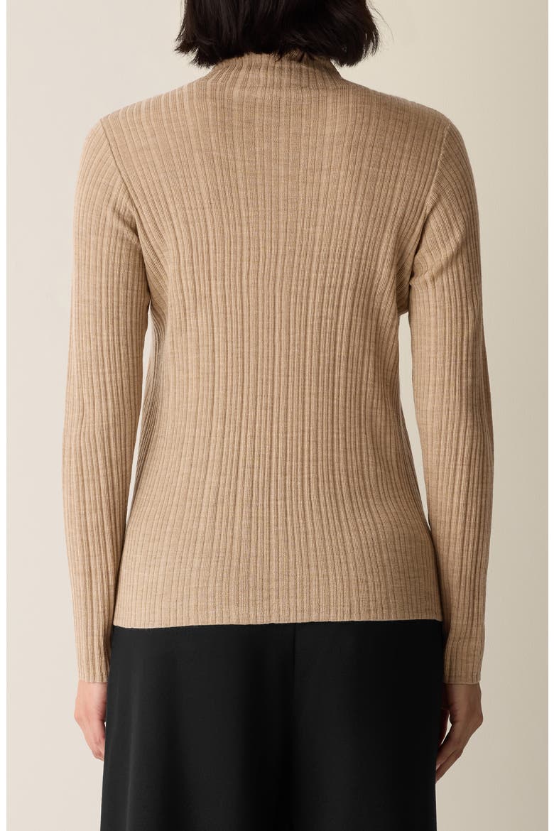 Rib Turtleneck Wool Sweater, Alternate, color, BISCUIT
