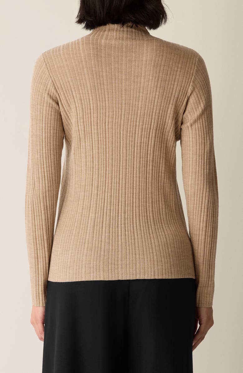 Eileen Fisher Rib Turtleneck Wool Sweater, Alternate, color, Biscuit