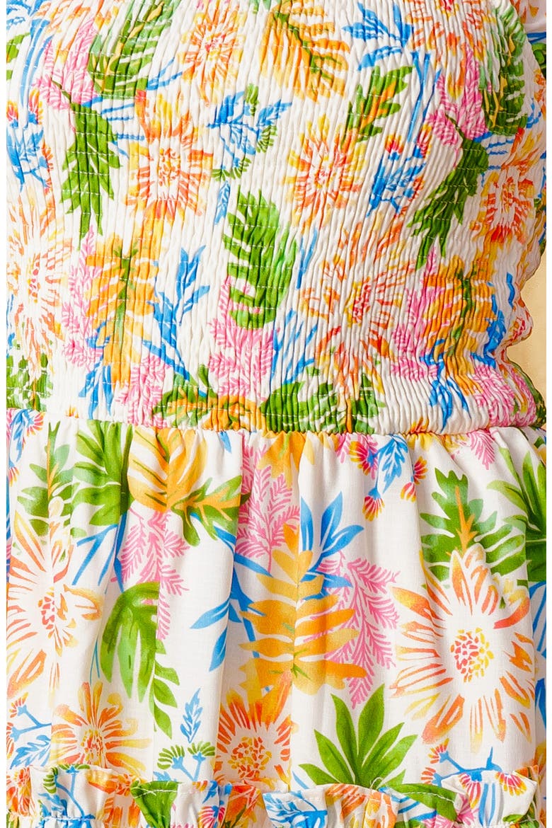 Floral Smocked Fit & Flare Minidress, Alternate, color, IVORY ORANGE