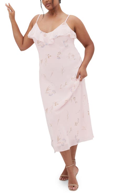 Ria Ruffle Neck Slipdress (Plus)