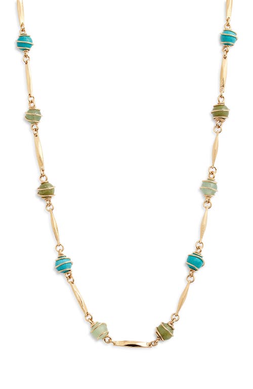 Gas Bijoux Perla Serti Beaded Station Necklace In Blue Shades