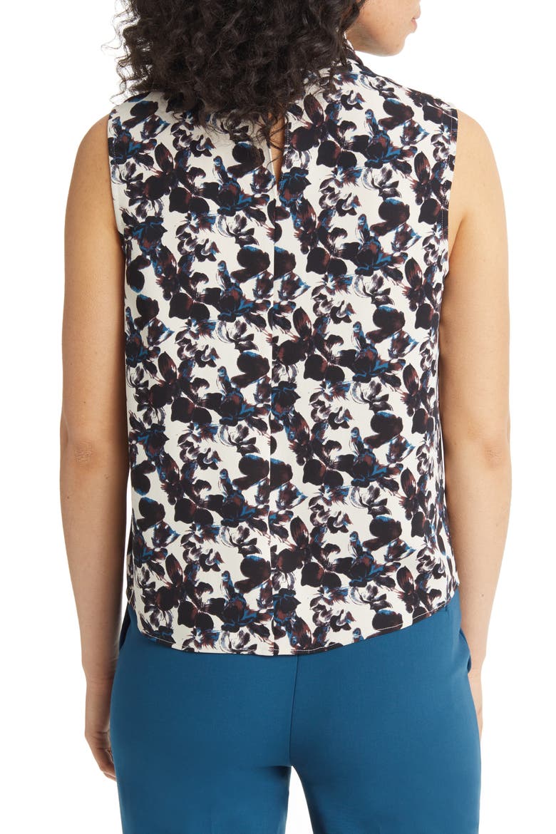 Tie Neck Sleeveless Top, Alternate, color, BEIGE RAINY DAY BLOSSOMS
