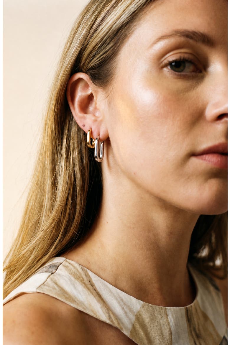 Oblong Set of 2 Earrings, Alternate, color, TWO TONE