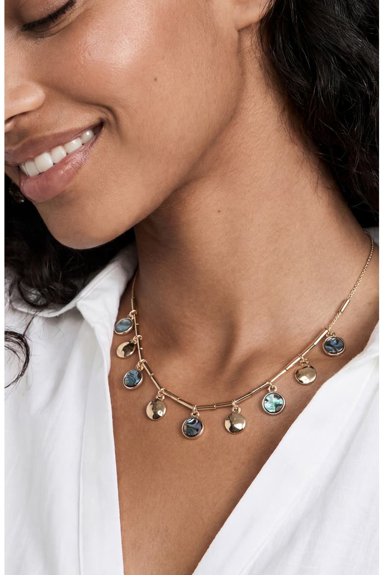 Abalone Disc Charm Frontal Necklace, Alternate, color, GOLD