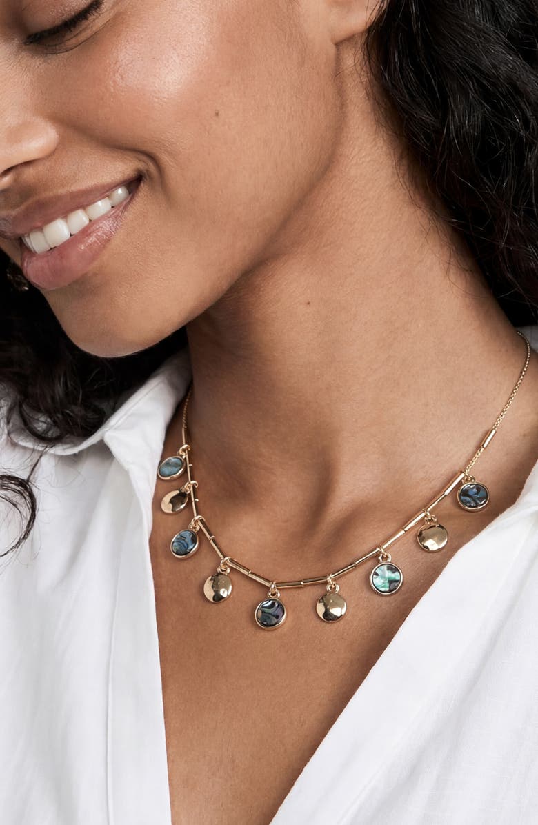 Ettika Abalone Disc Charm Frontal Necklace, Alternate, color, Gold