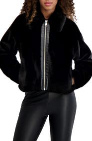 KARL LAGERFELD PARIS Grooved Faux Fur Jacket