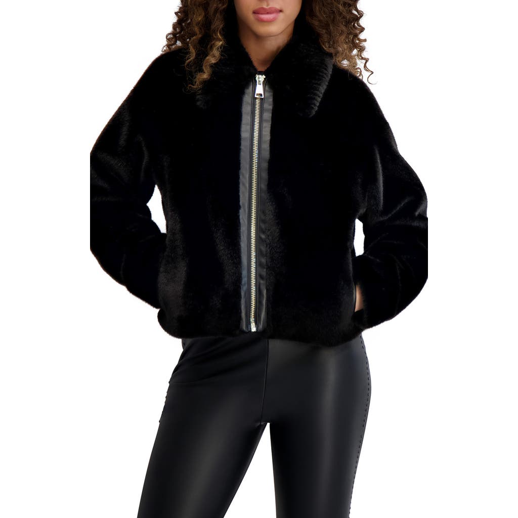 Karl Lagerfeld Paris Grooved Collar Zip Front In Black