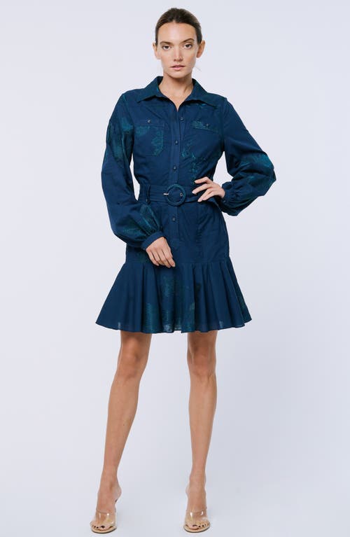 CIEBON CIEBON INA EMBROIDERED LONG SLEEVE COTTON SHIRTDRESS