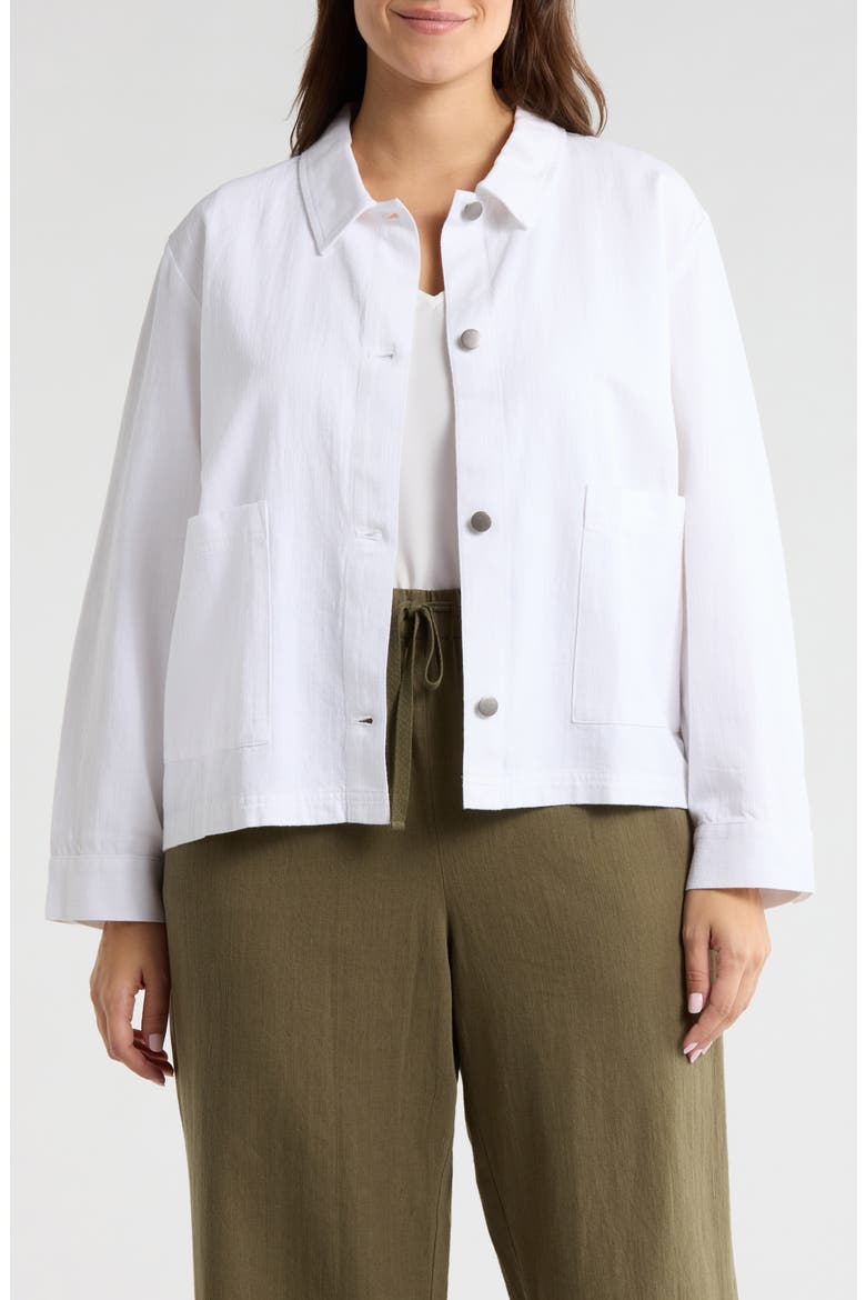 Classic Collar Organic Cotton & Organic Linen Jacket, Main, color, WHITE