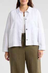Eileen Fisher Classic Collar Organic Cotton & Organic Linen Jacket