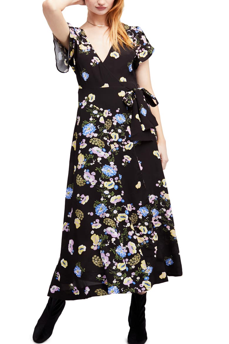 Gorgeous Jess Wrap Maxi Dress, Main, color, BLACK COMBO