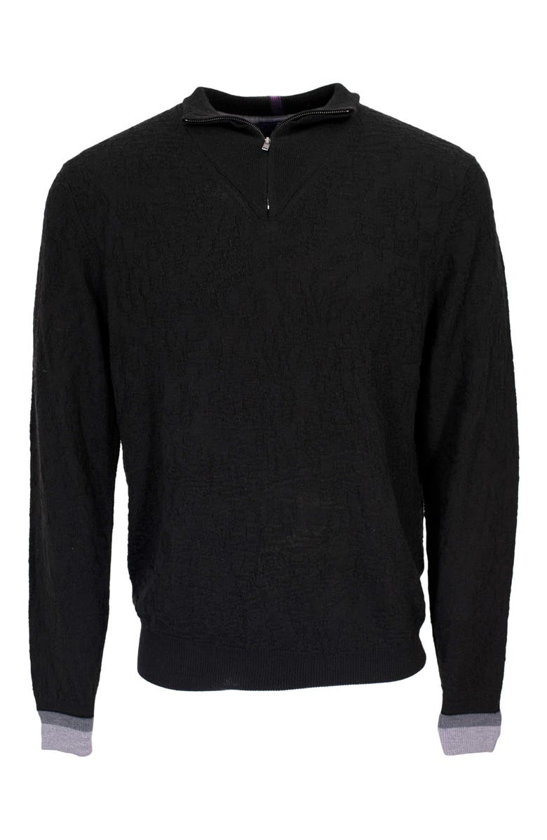 Lords of Harlech Quinn Quarter Zip Merino Wool Sweater, Main, color, Black
