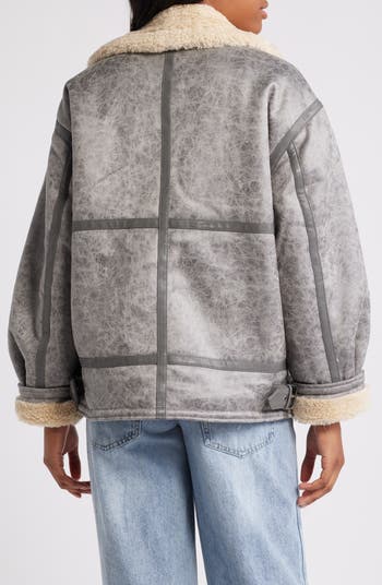 BDG Urban Outfitters Faux Leather Longline Aviator Jacket