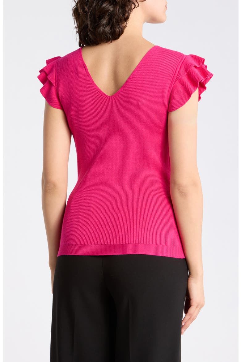 Ruffle Sleeve Fitted Sweater, Alternate, color, ROSA