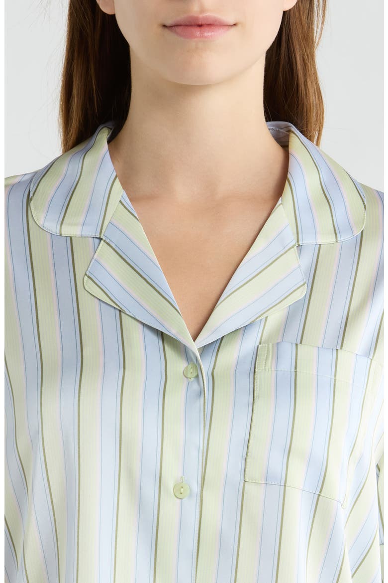 Boxy Everyday Satin Pajamas, Alternate, color, BLUE- GREEN CHARLIE STRIPE