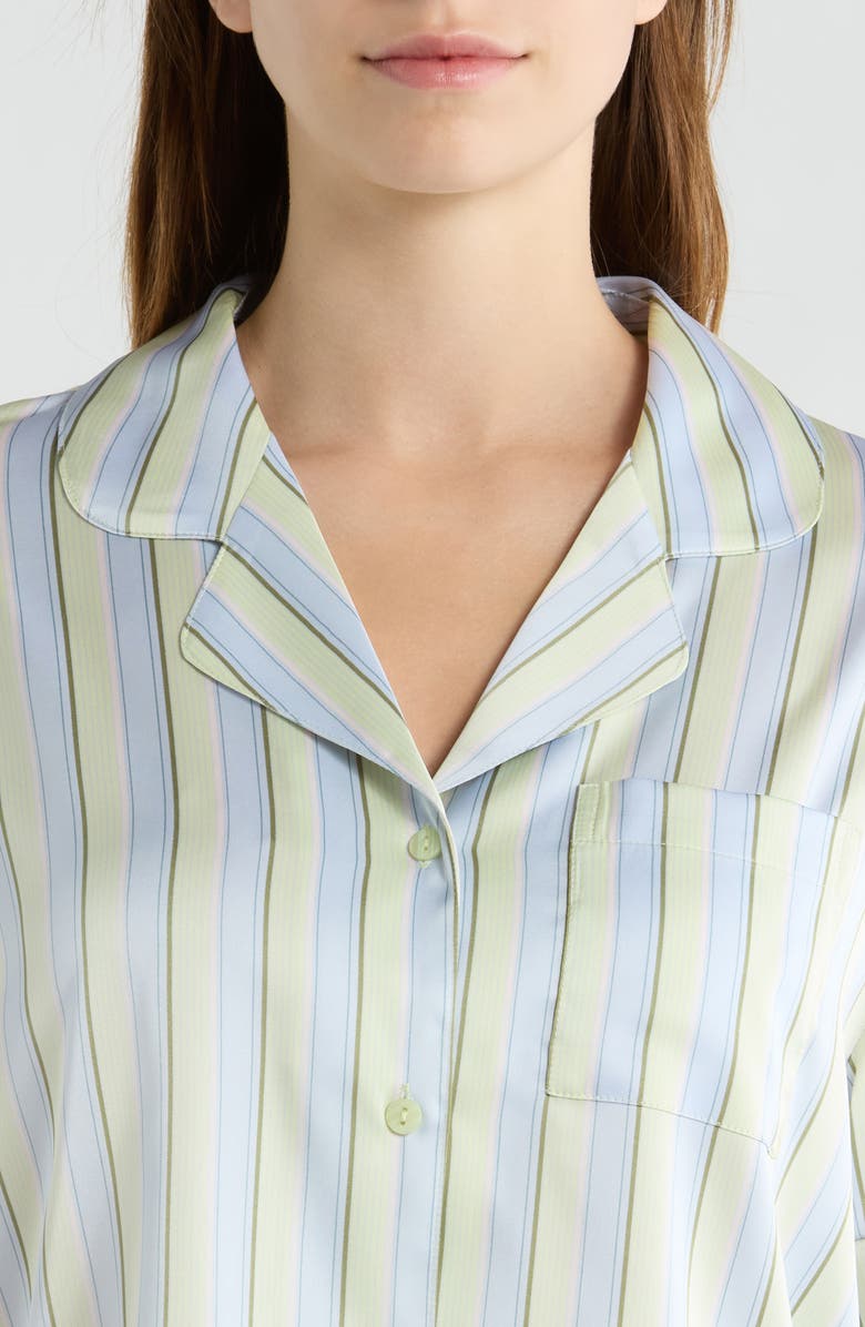 Open Edit Boxy Everyday Satin Pajamas, Alternate, color, Blue- Green Charlie Stripe