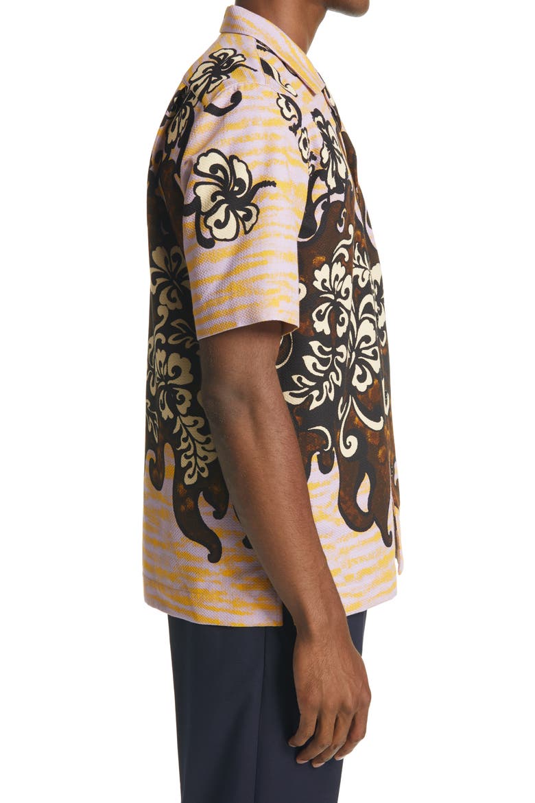 Carltone Floral Short Sleeve Button-Up Shirt, Alternate, color, LILAC