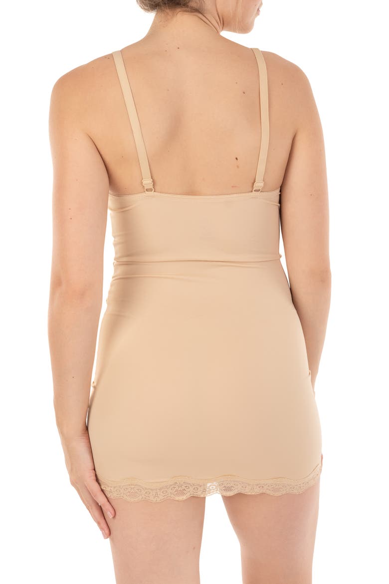 Shaping Lace Trim Body Slipdress, Alternate, color, NUDE
