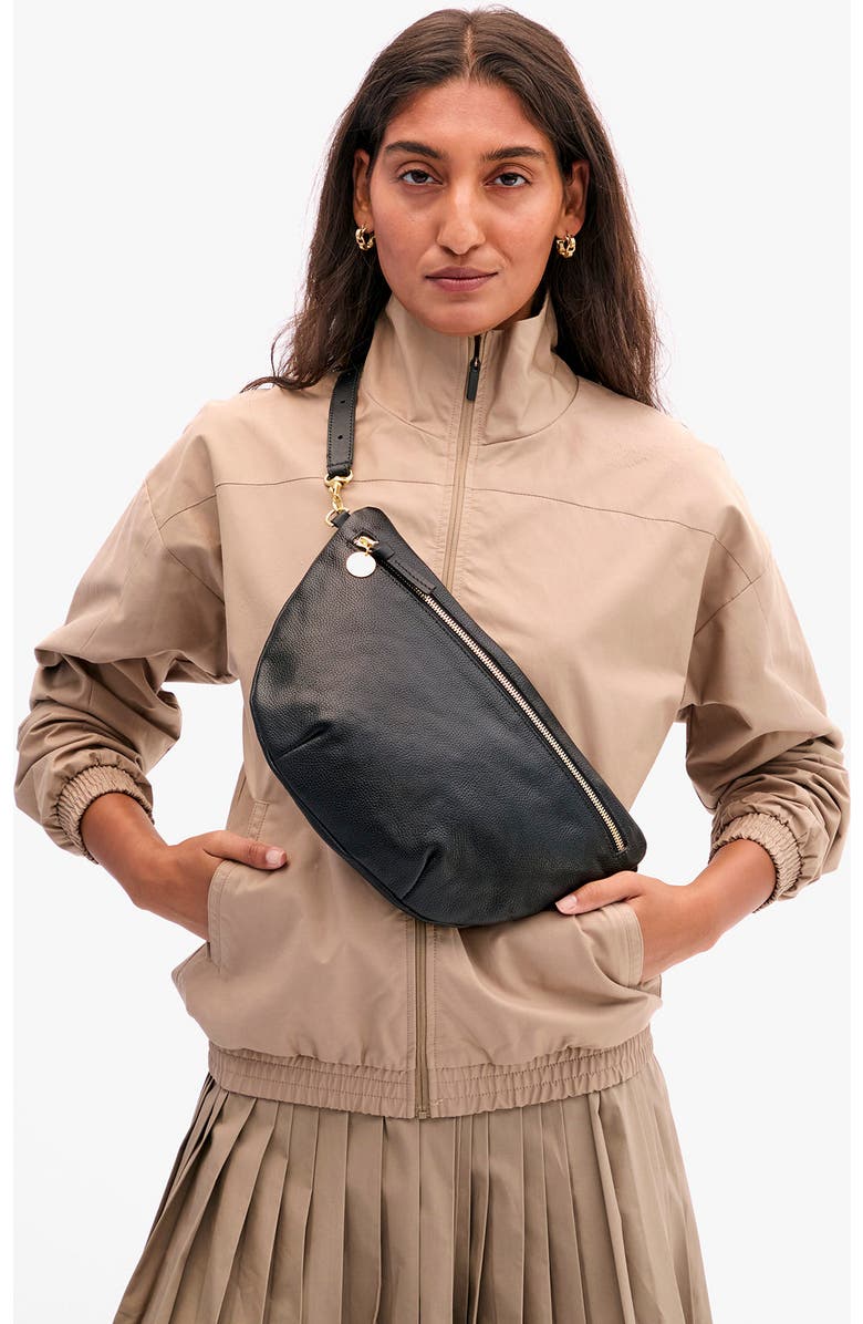 Clare V. Grande Petit Caviar Leather Belt Bag, Alternate, color, Black