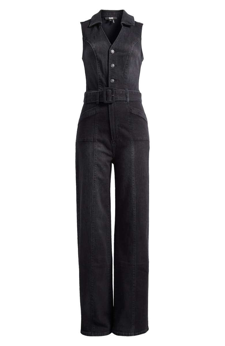 PAIGE Sasha Belted Denim Jumpsuit, Alternate, color, Dark Moonlight