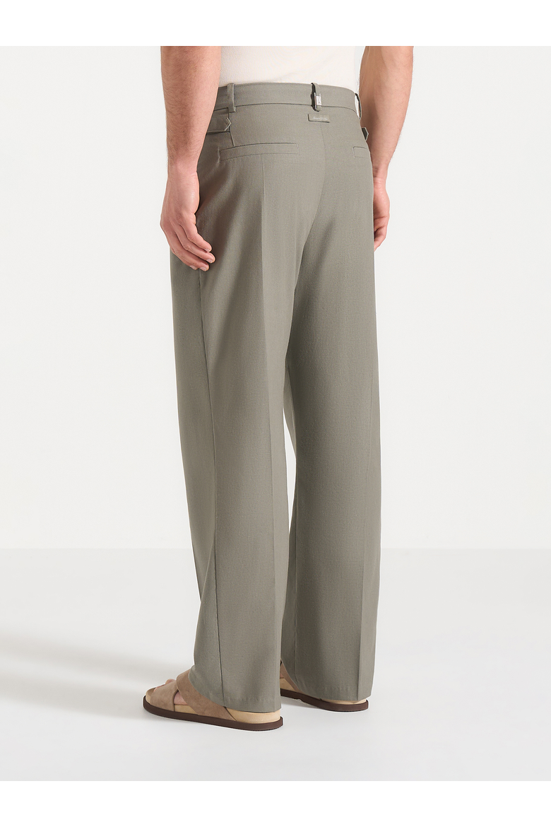 Dorian Twill Pleated Linen Trousers, Alternate, color, Khaki