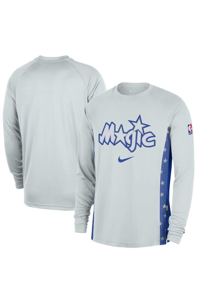 Nike Men's Nike  Silver Orlando Magic 2025/26 City Edition Authentic Pregame Dri-FIT Long Sleeve Shooting T-Shirt, Main, color, Silver