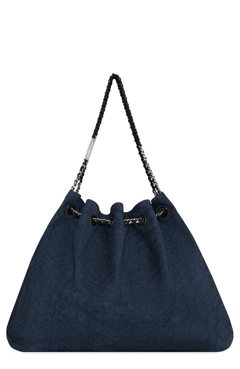 Chevron Stitch Slouchy Leather Tote