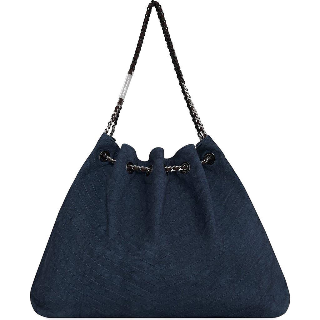 Rebecca Minkoff Chevron Stitch Slouchy Leather Tote In Blue
