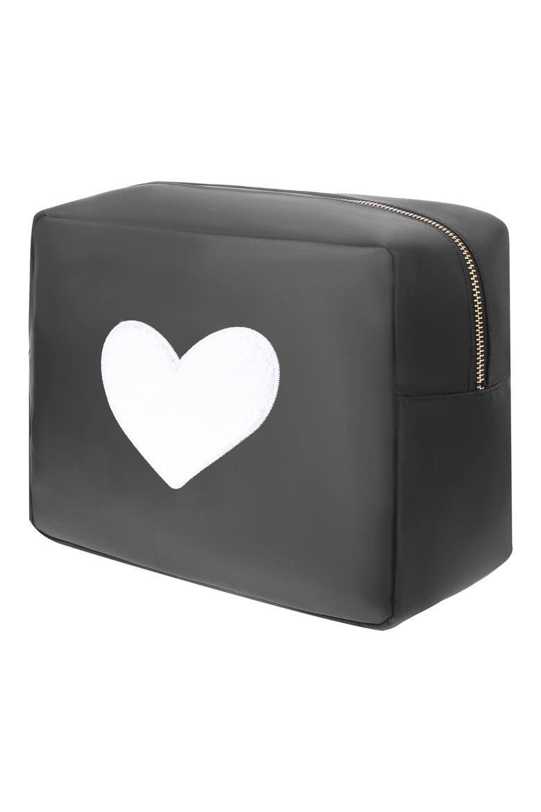 XL Heart Cosmetics Bag, Alternate, color, BLACK