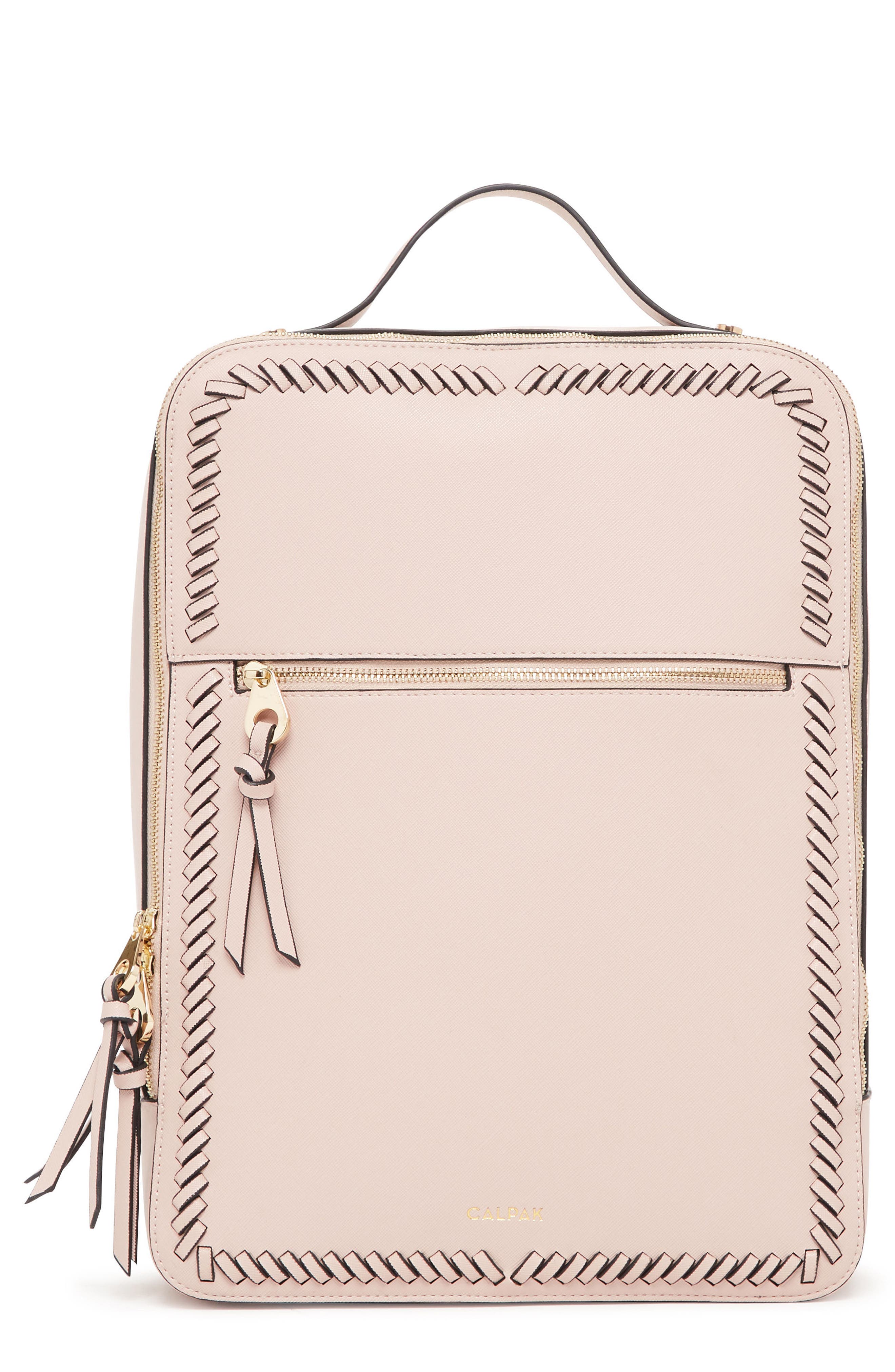 Kaya Faux Leather Laptop Backpack, Main, color, BLUSH PINK