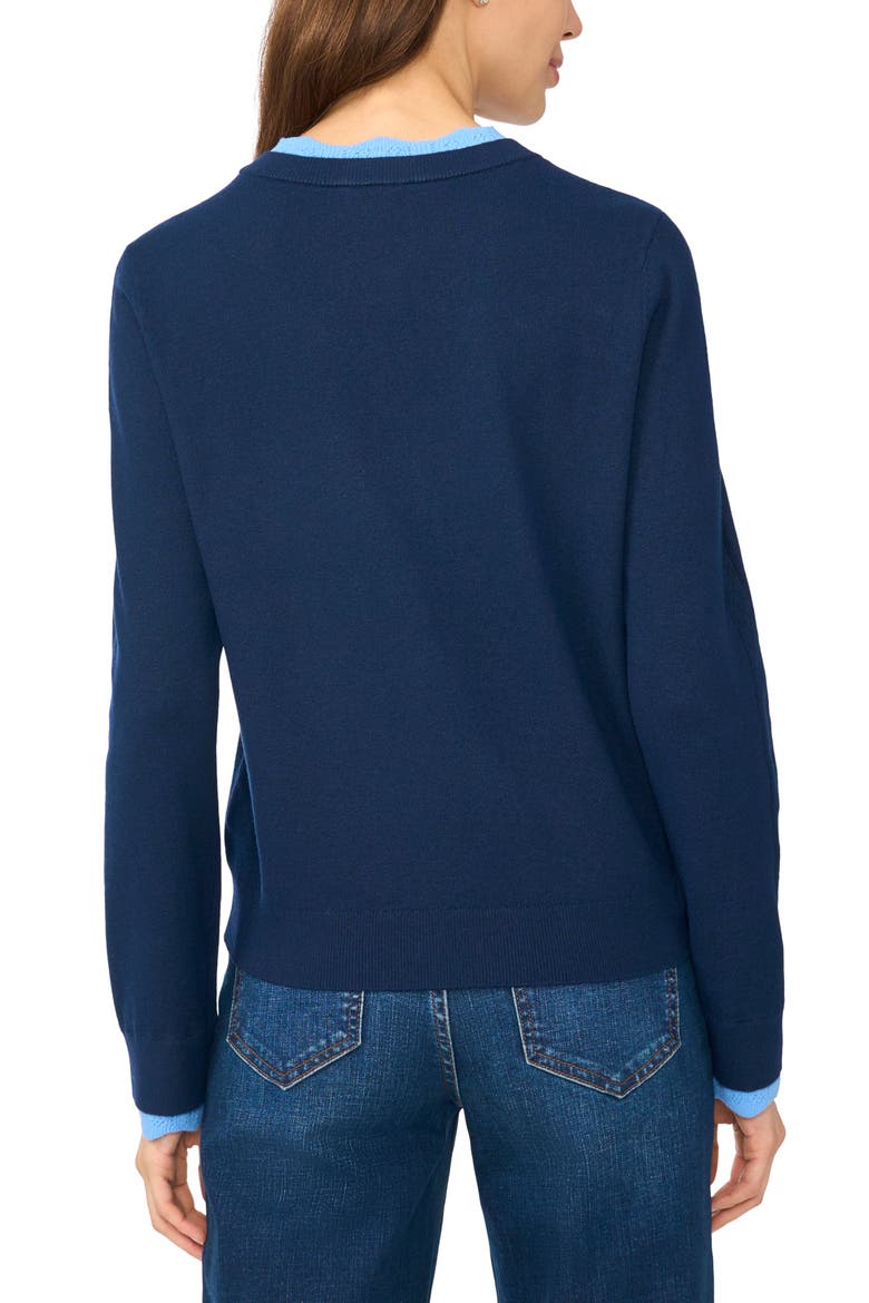Crewneck Cardigan, Alternate, color, BLUE MIDNIGHT