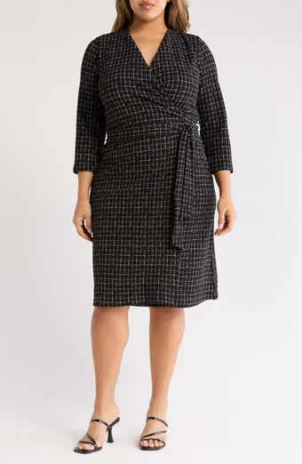 Renee C Plaid Long Sleeve Wrap Dress
