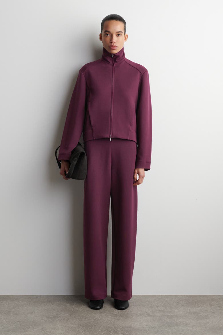 Scuba Knit Track Jacket, Alternate, color, BORDEAUX