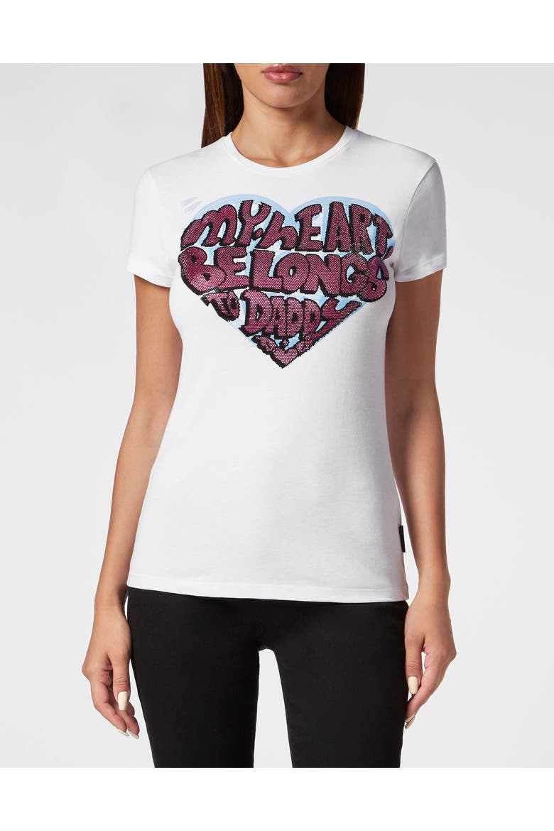T-Shirt Sexy Pure With Crystals Women, Main, color, white