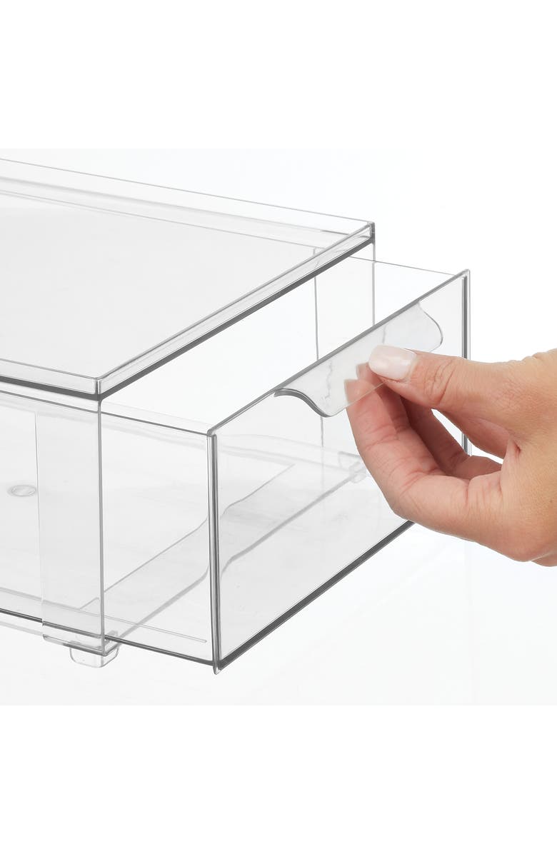 mDesign Stackable Pull-Out Sliding Storage Drawer - Set of 4 - Clear, Alternate, color, Clear