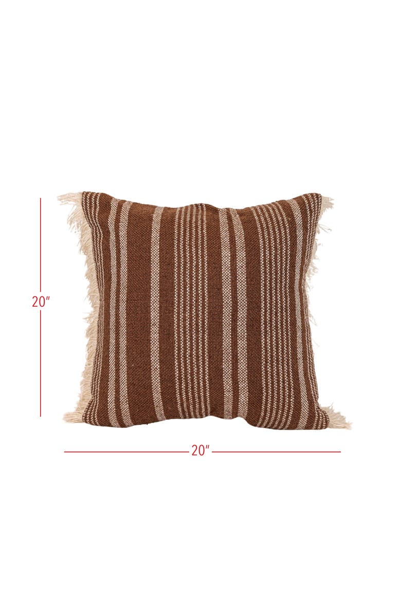 Handwoven Brown Stripe Outdoor Accent Throw Pillow, Alternate, color, Brown