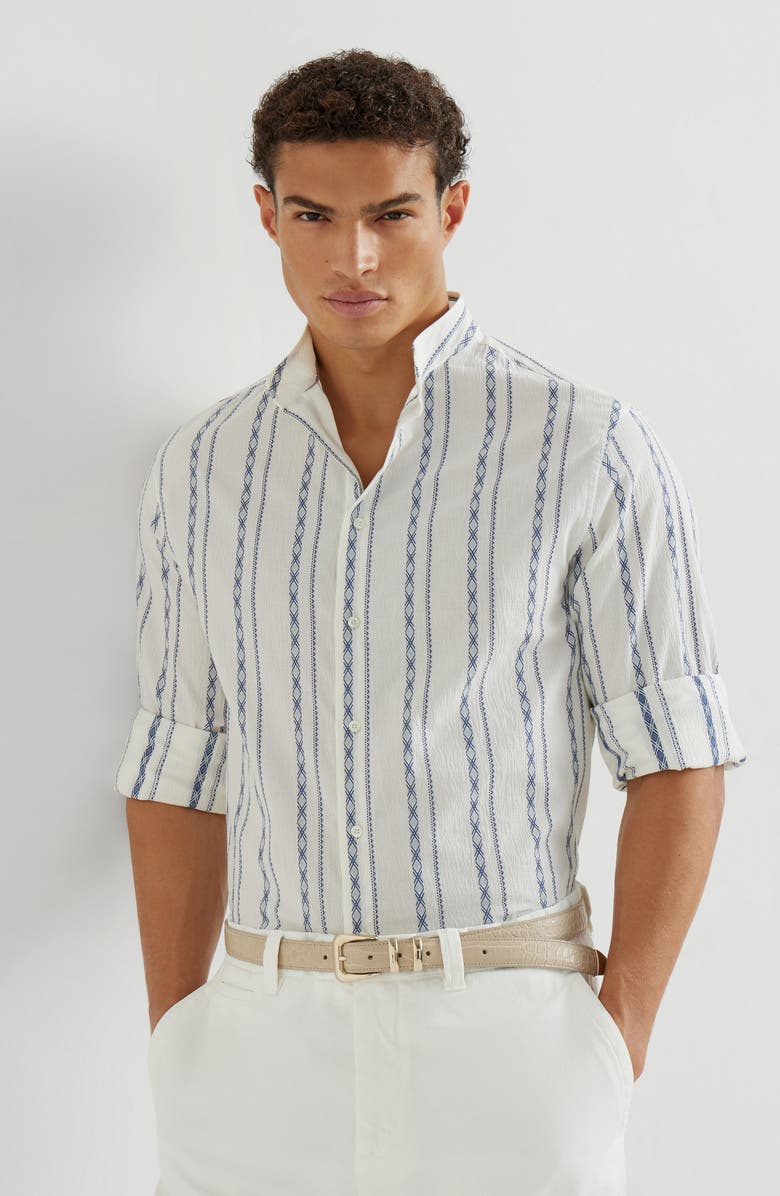 Brunello Cucinelli Mandarin collar shirt, Alternate, color, White