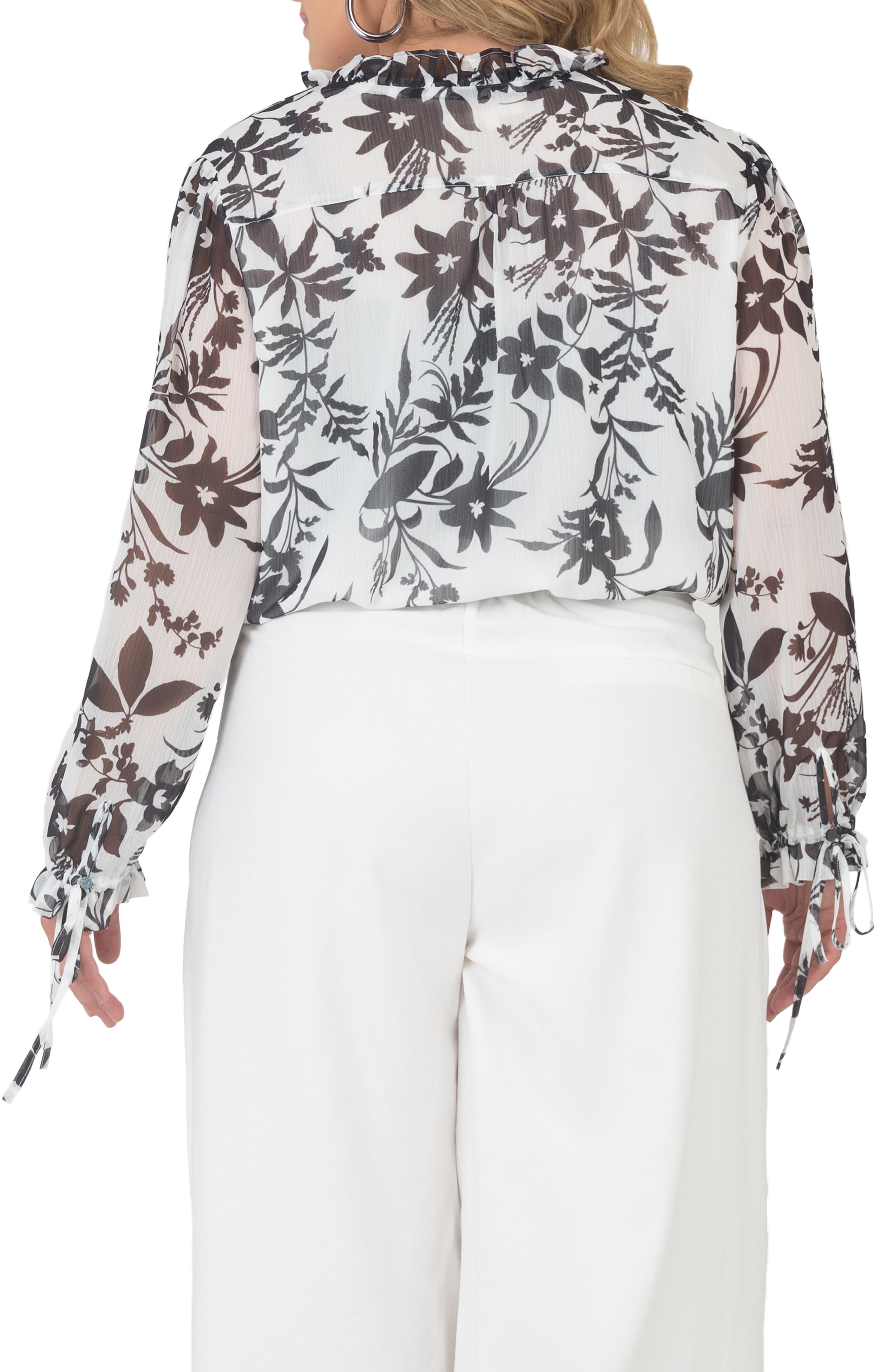 Standards & Practices Standard & Practices Tie Neck Chiffon Top (Women ...