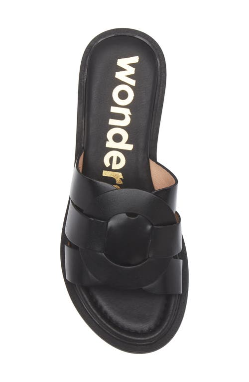 Wonders Leather Slide Sandal In Iseo Black