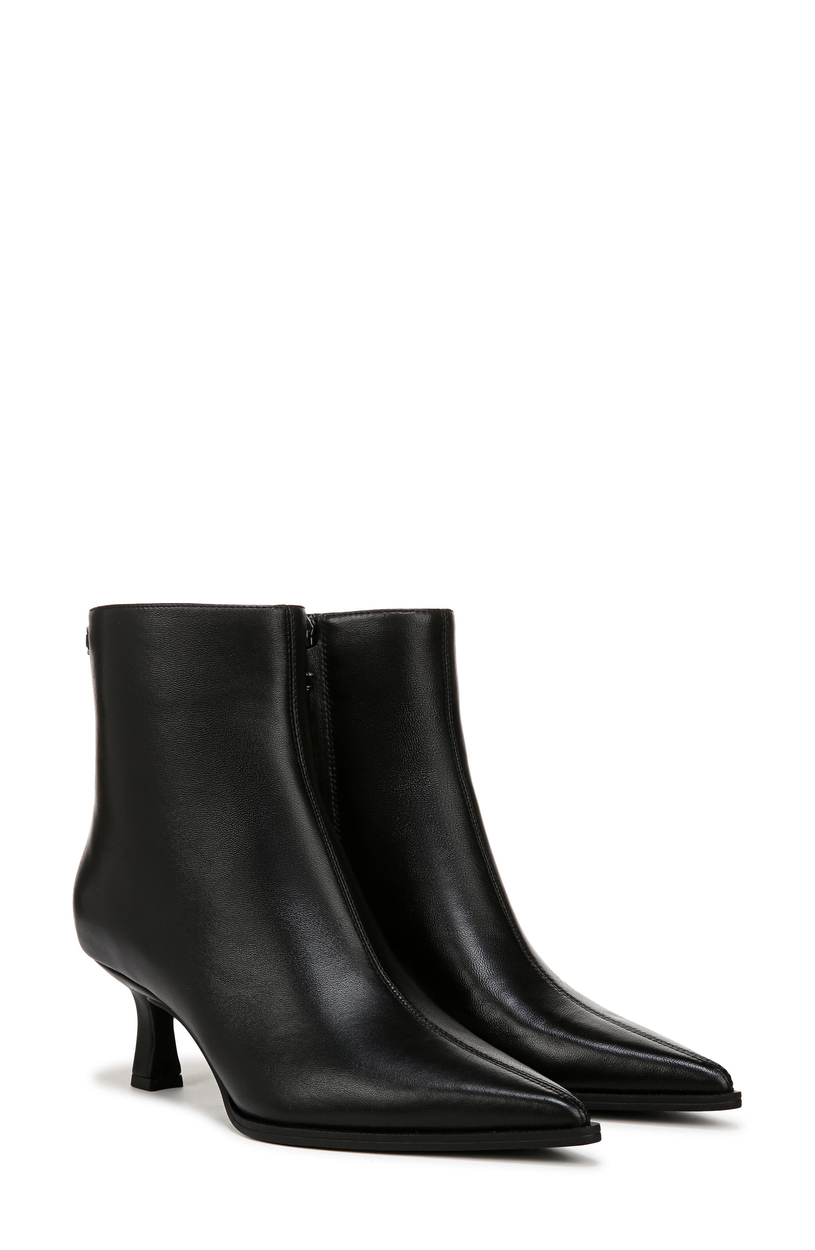 Yuki Pointy Toe Bootie, Main, color, BLACK LEATHER