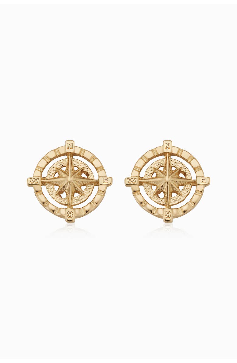 Oradina 14K Yellow Gold Compass Rose Studs, Main, color, Yellow Gold