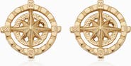 Oradina 14K Yellow Gold Compass Rose Studs