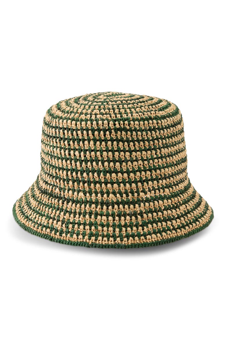 Shashika Raffia Crochet Bucket Hat, Alternate, color, NATURAL/ EMERALD