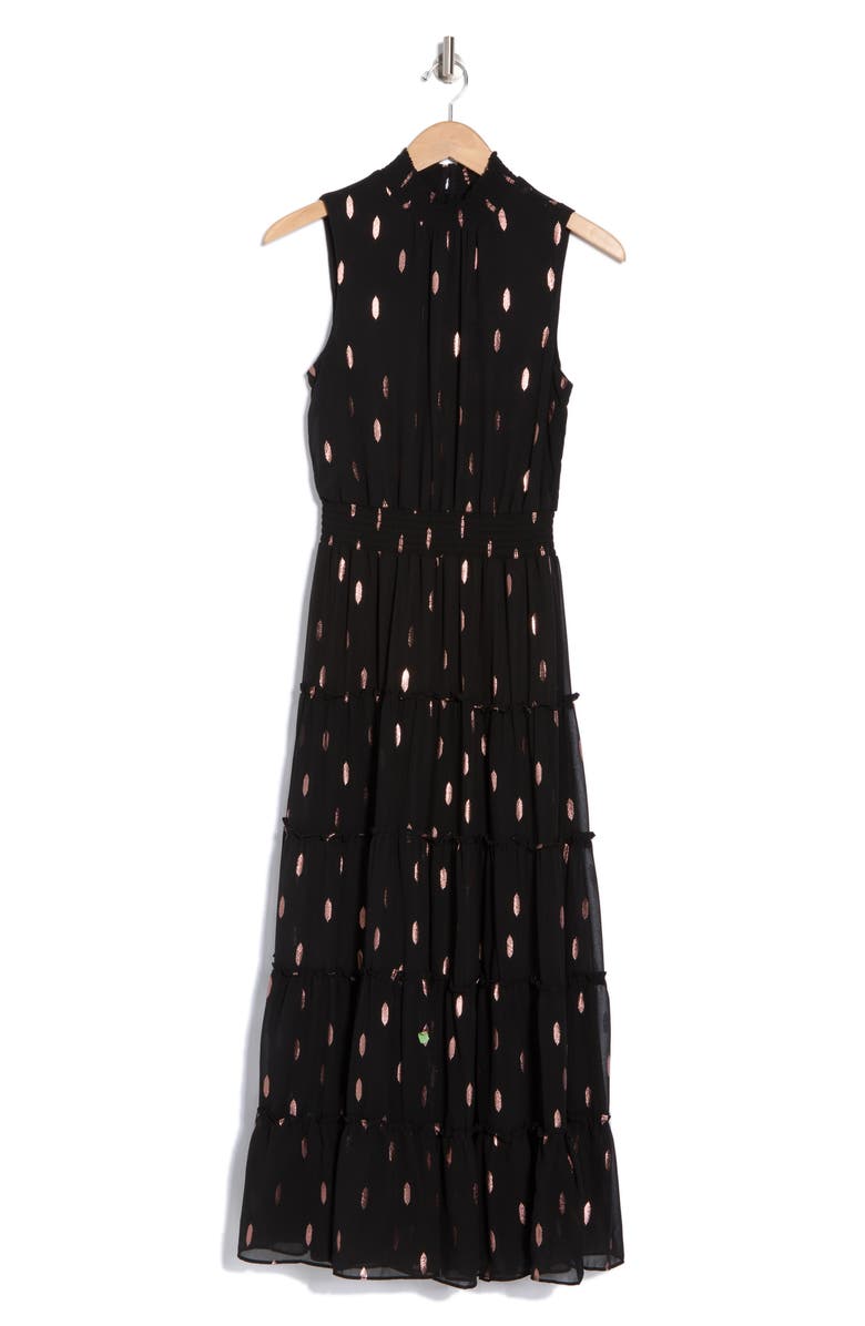 Halogen<sup>®</sup> Print Smocked Mock Neck Tiered Maxi Dress, Alternate, color,