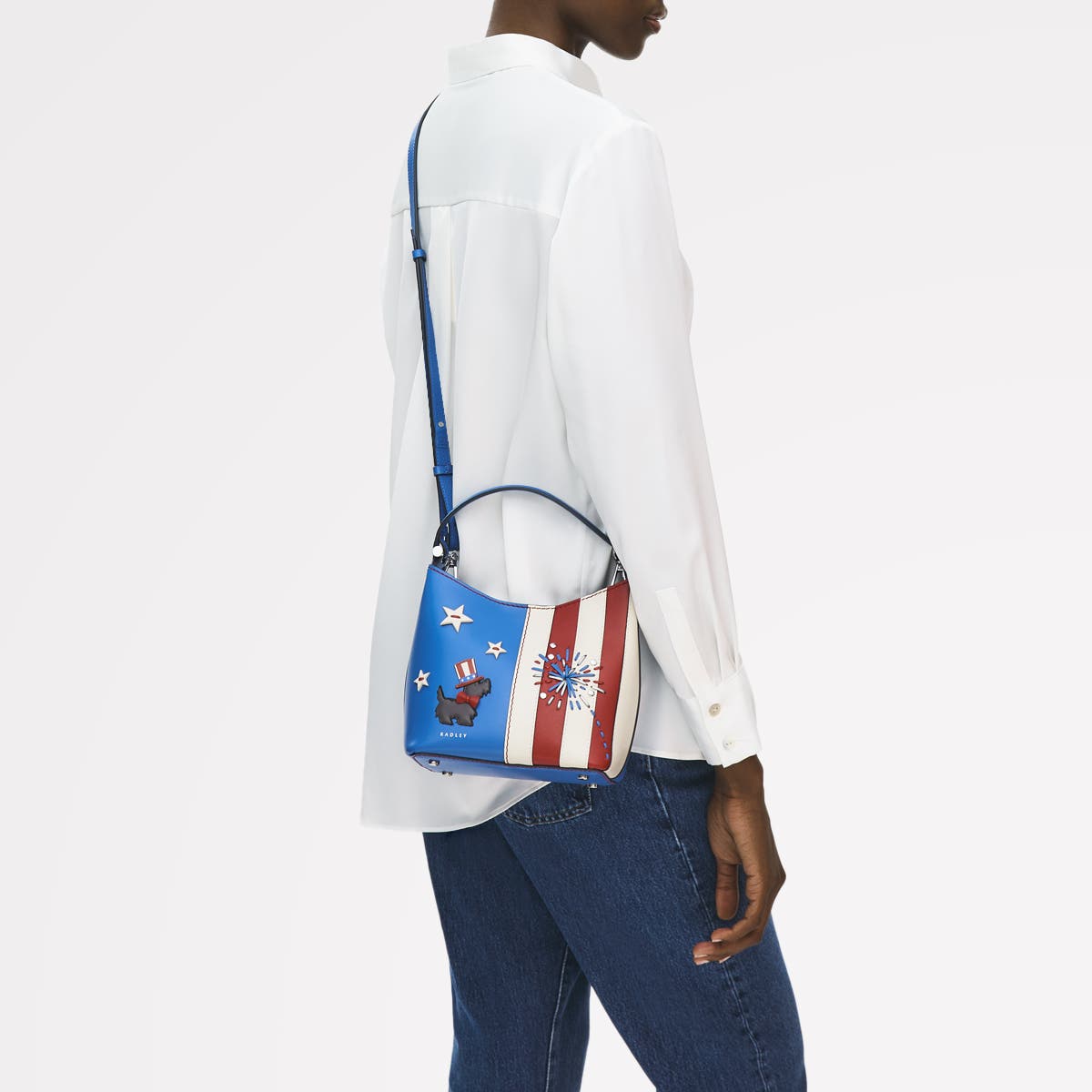 Radley Fireworks And Stripes Small Open Top Crossbody Bag, Alternate, color, Cobalt