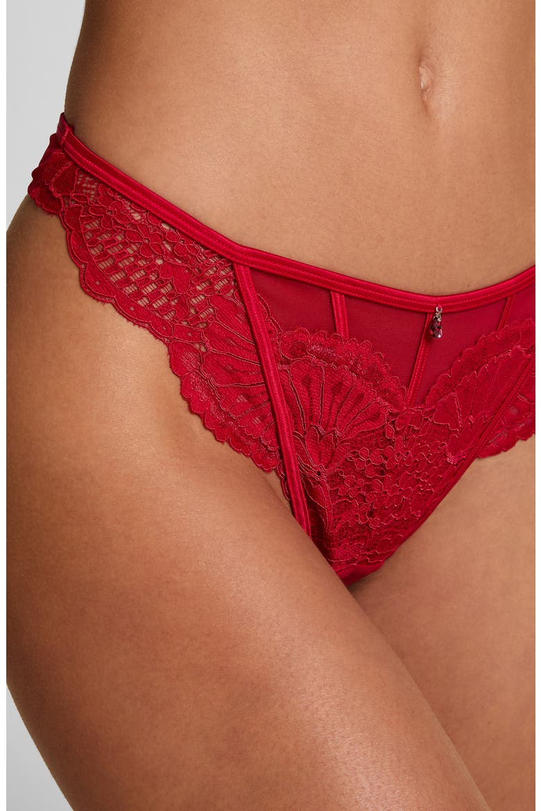 Whitney Scalloped Lace Thong, Alternate, color, CHILI PEPPER