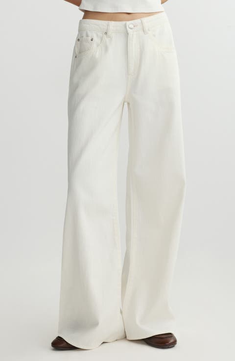 Alex Low Rise Baggy Wide Leg Jeans (Eggshell Aura)