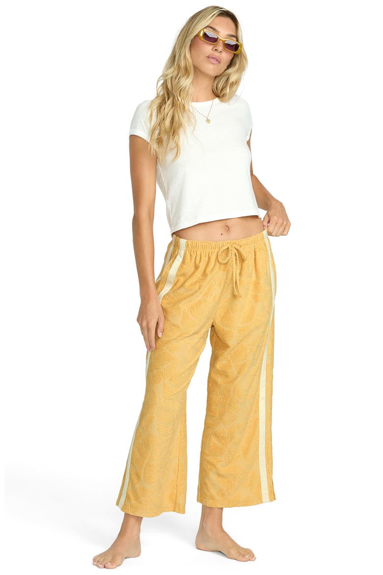 Sun Palm Jacquard Terry Pants, Alternate, color, GOLD COAST