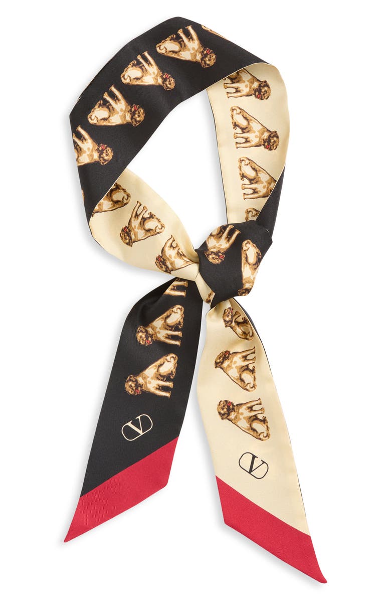 Valentino Garavani Petit Charles Silk Skinny Scarf, Alternate, color, 