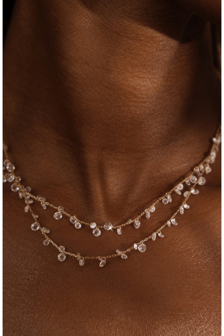 Dew Drop Floating Necklace, Alternate, color, Gold Vermeil